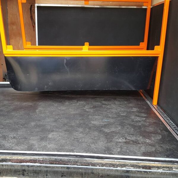 6mm rubber insertion matting installed into a partition in a horsebox