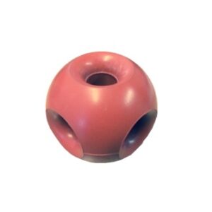 Red dog ball with holes in, to a choaking hazard