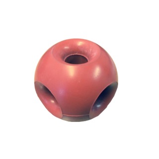 Red dog ball with holes in, to a choaking hazard