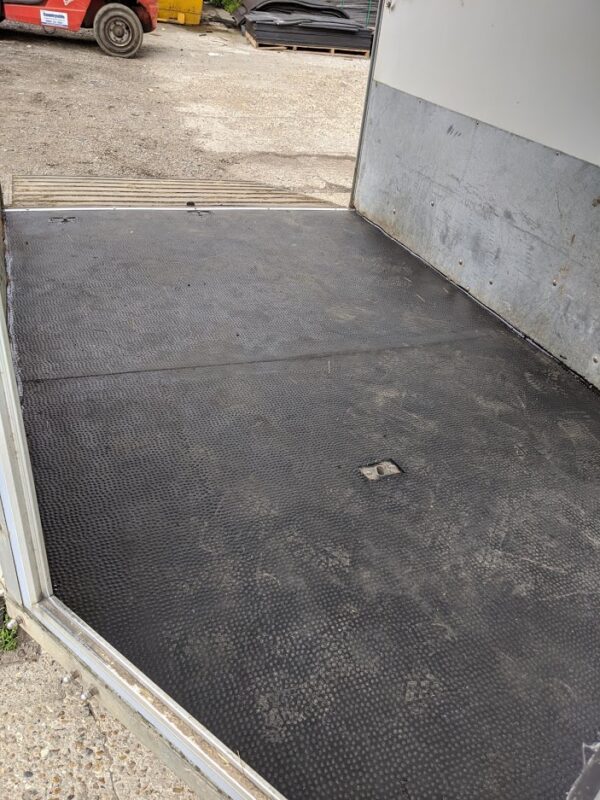 7mm single piece trailer mat installed into a horsebox