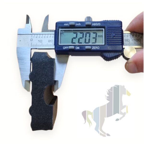 a vernier showing the thickness of the 22mm Epsom stable mat